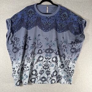 Free people all the wildflowers t shirt dress womens large blue floral cotton